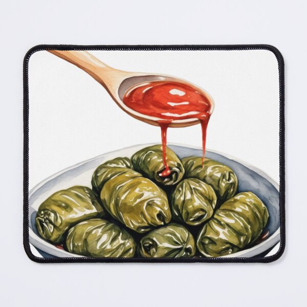 Item preview, Stuffed Grape Leaves with Red Sauce in Artistic Painted Style designed and sold by Creative88Art.