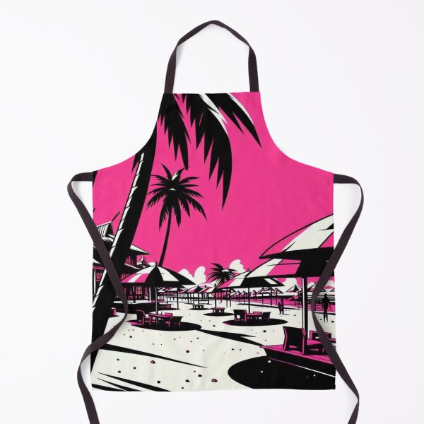 Item preview, Minimalist Paradise Beach Vector Art – Pink, Black & White Island Design for Beach Lovers and Summer Vibes designed and sold by knalpot-design.