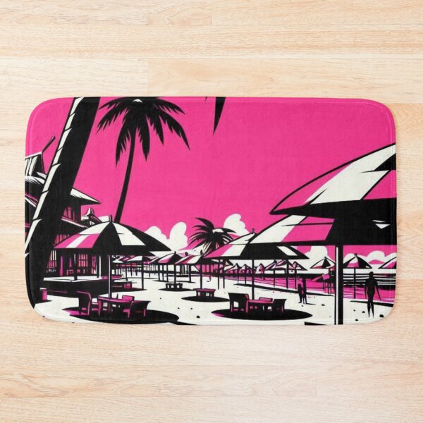Item preview, Minimalist Paradise Beach Vector Art – Pink, Black & White Island Design for Beach Lovers and Summer Vibes designed and sold by knalpot-design.