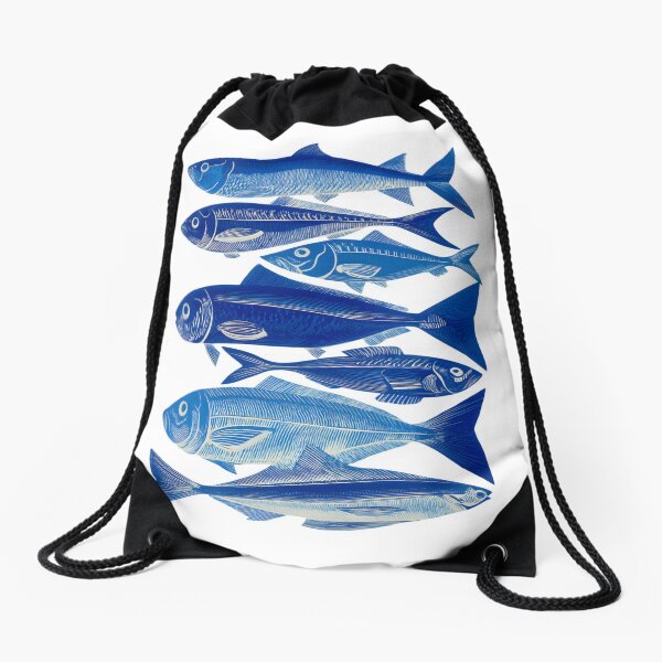Aperçu de l'œuvre Illustration bleue d'un banc de poissons créée et vendue par Kollibri.