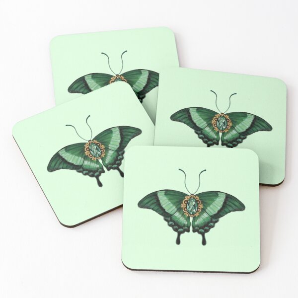 Item preview, Birth Gemstone Butterfly (May) - Emerald Peacock Butterfly with Emerald Gemstone designed and sold by Scarlet Swan.