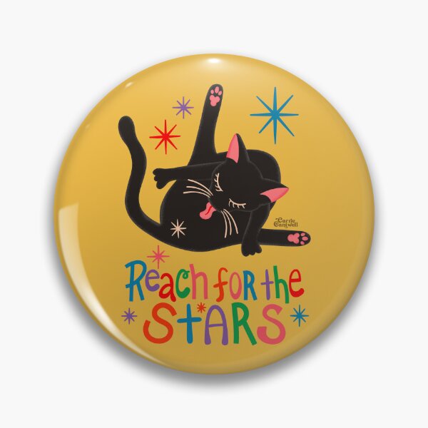 Item preview, Reach for the Stars Funny Black Cat Pun Illustration designed and sold by Carrie Cantwell Art.