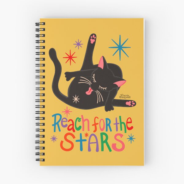 Item preview, Reach for the Stars Funny Black Cat Pun Illustration designed and sold by Carrie Cantwell Art.