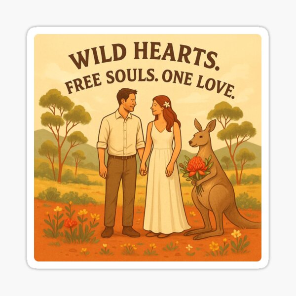 Aperçu de l'œuvre Chemise de mariage Wild Hearts – Édition Aussie Love créée et vendue par VikingSagaShop.