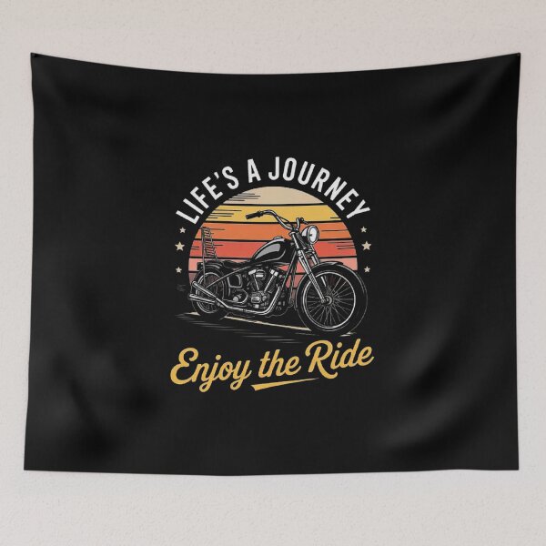 Item preview, Enjoy the Ride – Life’s a Journey Motorcycle Design with Retro Sunset Vibes designed and sold by love3617.
