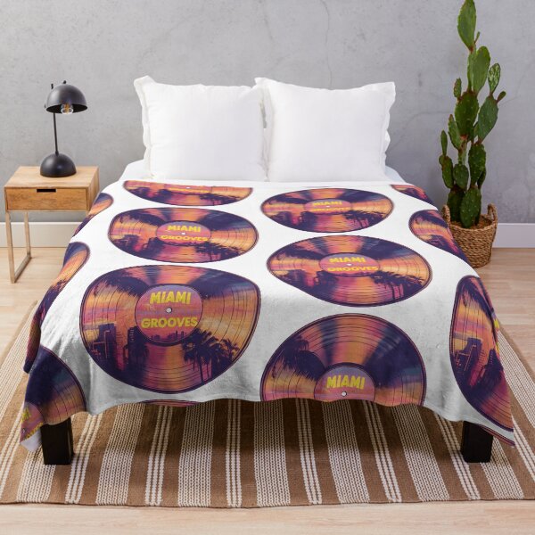 Item preview, Miami Grooves – Retro Sunset Vinyl Record Design with Palm Trees designed and sold by TeeTimeTreasure.