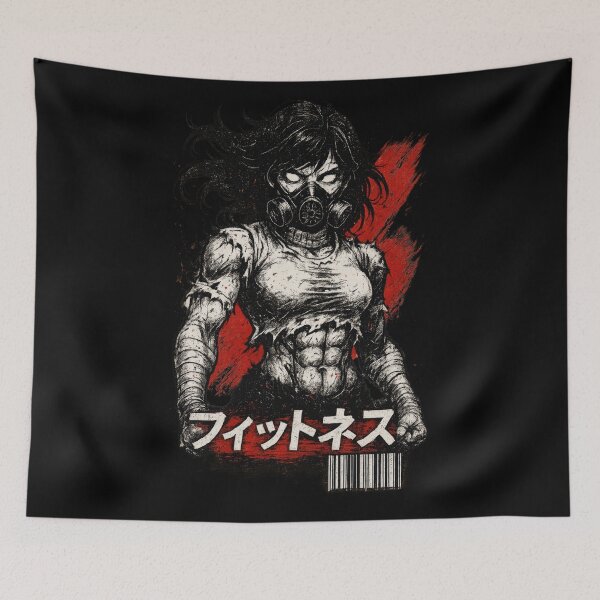 Item preview, Apocalyptic Fitness Queen – Gas Mask Muscle Girl Grunge Art designed and sold by Hirvipelto.