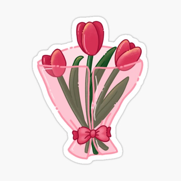 Bouquet of Pink Tulips Sticker