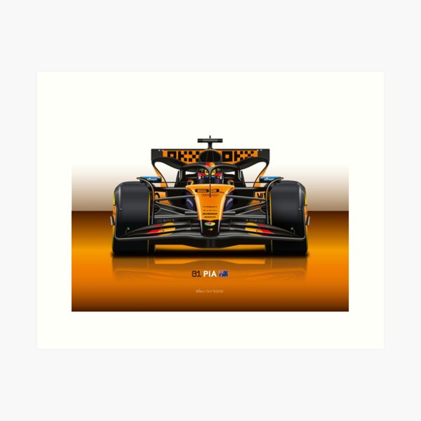 Aperçu de l'œuvre Voiture de course McLaren de Formule 1 Oscar Piastri 2025 créée et vendue par BillerArt.