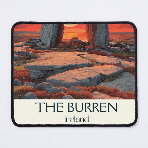 Item preview, The Burren Poster – Ancient Stones & Limestone Landscape at Sunset designed and sold by TuncGK.