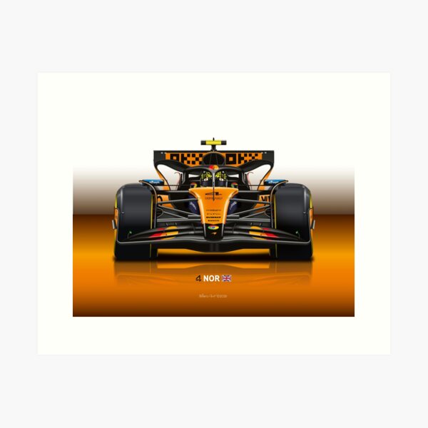Aperçu de l'œuvre De nombreux articles Lando Norris 2025 Formule 1 McLaren Racing Car créée et vendue par BillerArt.