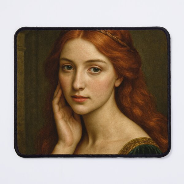 Item preview, Graceful Medieval Lady Portrait – Redhead Beauty in Velvet Gown designed and sold by DibujandoPorfa.