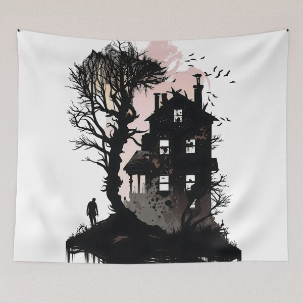 Item preview, Haunted House Silhouette designed and sold by ShadowAndSlate.