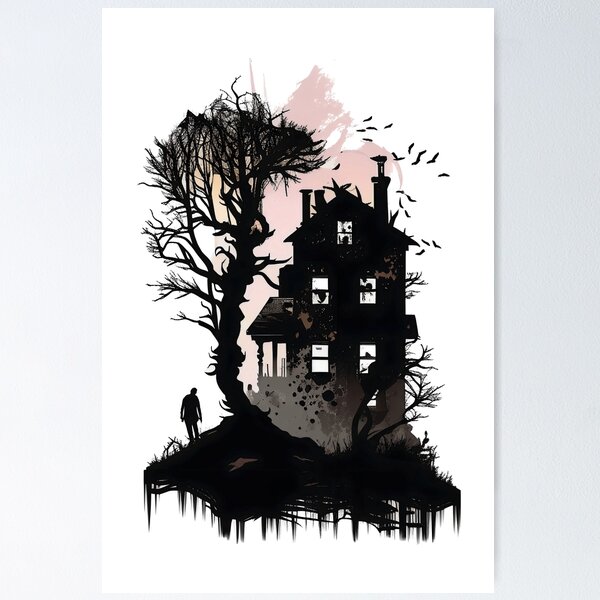 Item preview, Haunted House Silhouette designed and sold by ShadowAndSlate.