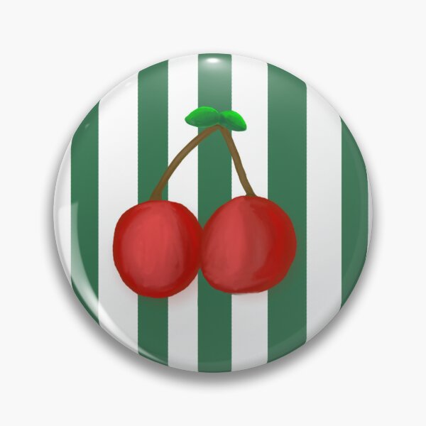 Item preview, cherries on striped background  designed and sold by kittyjn.