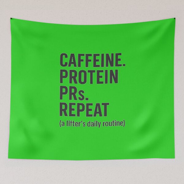 Item preview,  Caffeine Protein PRs Repeat – Lifter’s Daily Routine Funny Gym Quote Design designed and sold by Jason123za.