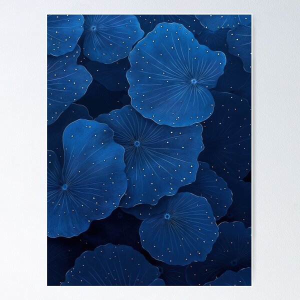Item preview, Blue Floral Print Navy Blue Wall Art dopamine decor Maximalist Wall Art Flower Print Botanical Wall Art Japanese Art Gift for her designed and sold by regnumsaturni.