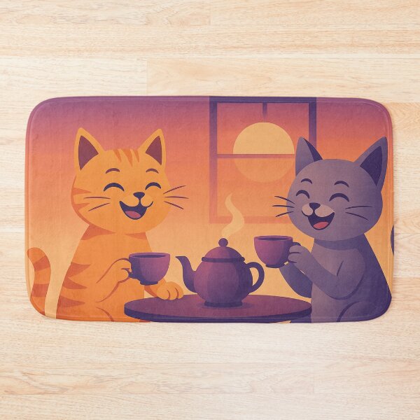 Item preview, Drinking tea with two cats designed and sold by Mauswohn.