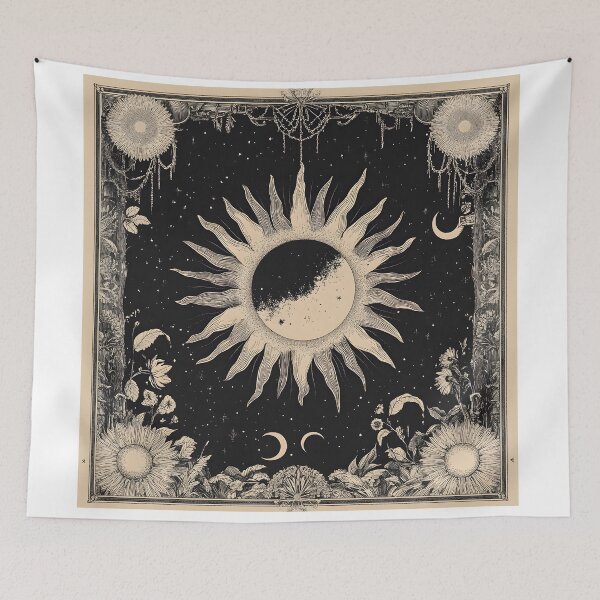 Item preview, Abstract Composition with Moon, Sun, and Botanical Motifs designed and sold by Kollibri.