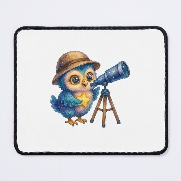 Item preview, Star Gazing Owl – Cute Kawaii Owl with Telescope Watercolor Sticker designed and sold by JoynestStudioCo.
