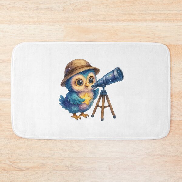 Item preview, Star Gazing Owl – Cute Kawaii Owl with Telescope Watercolor Sticker designed and sold by JoynestStudioCo.
