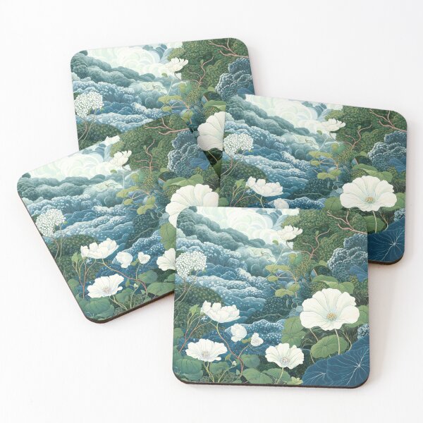 Item preview, Japanese Wall Art Blue Chinoiserie Print Sage Green Wall Art Floral Painting Wabi Sabi Wall Art Japandi Birthflower gift for her designed and sold by regnumsaturni.