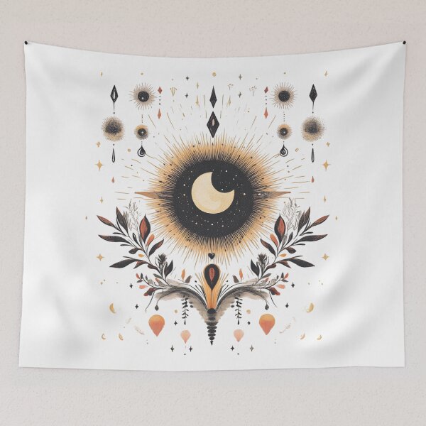 Item preview, Minimalist Boho Celestial Sun and Moon Ilustration with Celestial motif designed and sold by Kollibri.