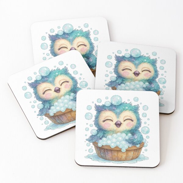 Item preview, Bath Time Owl – Cute Kawaii Bubble Bath Owl Watercolor Sticker designed and sold by JoynestStudioCo.