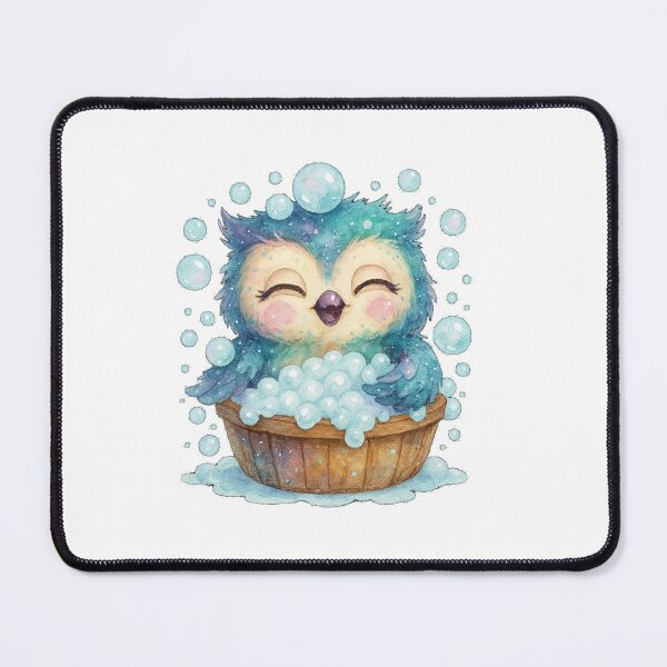 Item preview, Bath Time Owl – Cute Kawaii Bubble Bath Owl Watercolor Sticker designed and sold by JoynestStudioCo.