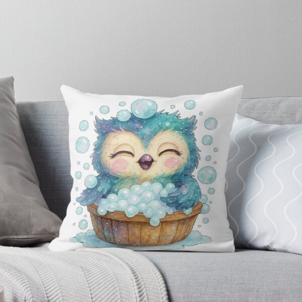 Item preview, Bath Time Owl – Cute Kawaii Bubble Bath Owl Watercolor Sticker designed and sold by JoynestStudioCo.