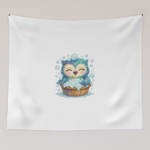 Item preview, Bath Time Owl – Cute Kawaii Bubble Bath Owl Watercolor Sticker designed and sold by JoynestStudioCo.