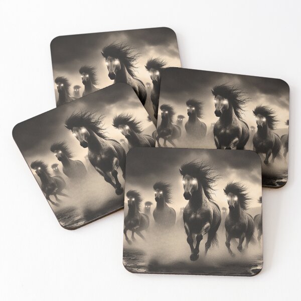 Item preview, Water Horse Charge Digital Print designed and sold by FolkloreMacabre.