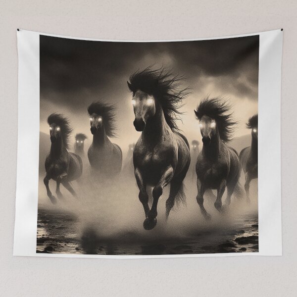 Item preview, Water Horse Charge Digital Print designed and sold by FolkloreMacabre.
