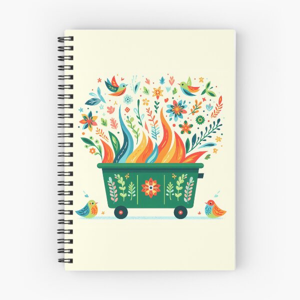 Item preview, Scandinavian Folk Art Cheerful Green Dumpster Fire with Folk Birds by heidiannemorris © designed and sold by FOLK ART FUSION by heidiannemorris.