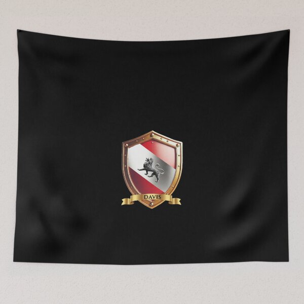 Item preview, Davis Coat of Arms Shield Silver Lion & Banner Edition designed and sold by Highlandkings.