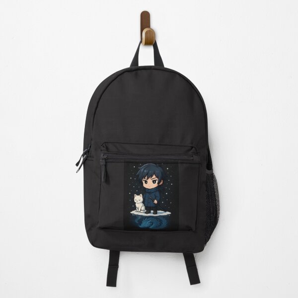 Item preview, Water Blade Hero Chibi with Dragon Reflection Cat – Winter Anime Scene designed and sold by ColorSplash123.