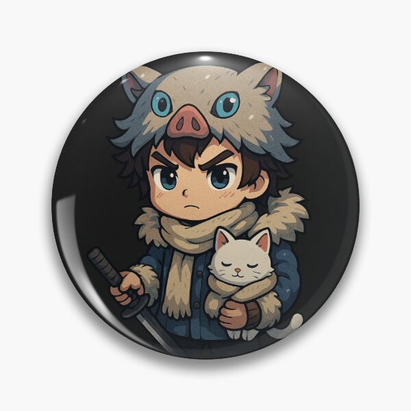 Artikelvorschau, Schneesturm-Slayer-Chibi mit Frosty Cat – Winter-Anime-Krieger-Kunst entworfen und verkauft von ColorSplash123.