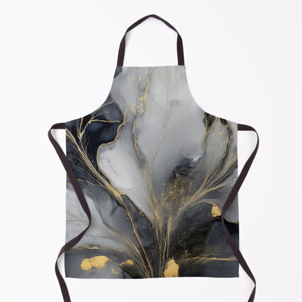 Item preview, Black and gold VINTAGE leaf botanicals watercolor painting, alcohol ink effects, gold highlights, leaf pattern watercolour painting designed and sold by navitalidesign.