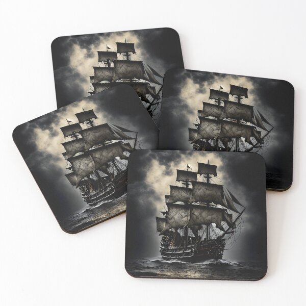 Item preview, Pirate Ship Ghostly Silhouette designed and sold by ShadowAndSlate.