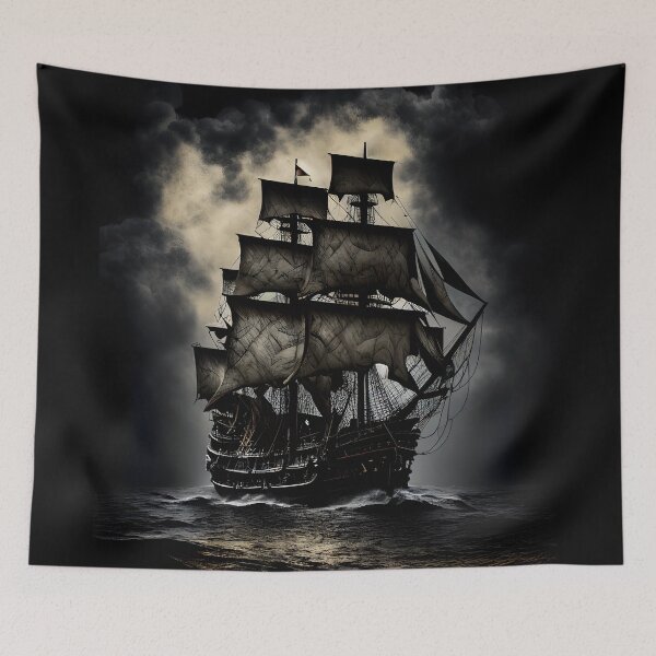 Item preview, Pirate Ship Ghostly Silhouette designed and sold by ShadowAndSlate.