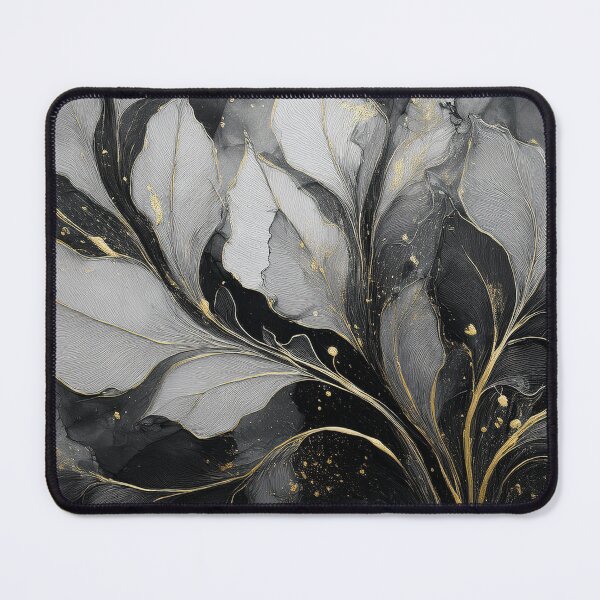 Item preview, Black and gold VINTAGE leaf botanicals watercolor painting 3, alcohol ink effects, gold highlights, leaf pattern watercolour painting  designed and sold by navitalidesign.