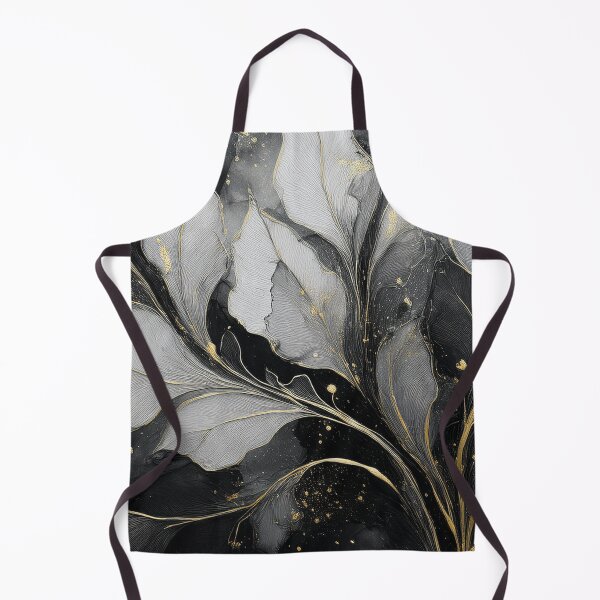 Item preview, Black and gold VINTAGE leaf botanicals watercolor painting 3, alcohol ink effects, gold highlights, leaf pattern watercolour painting designed and sold by navitalidesign.