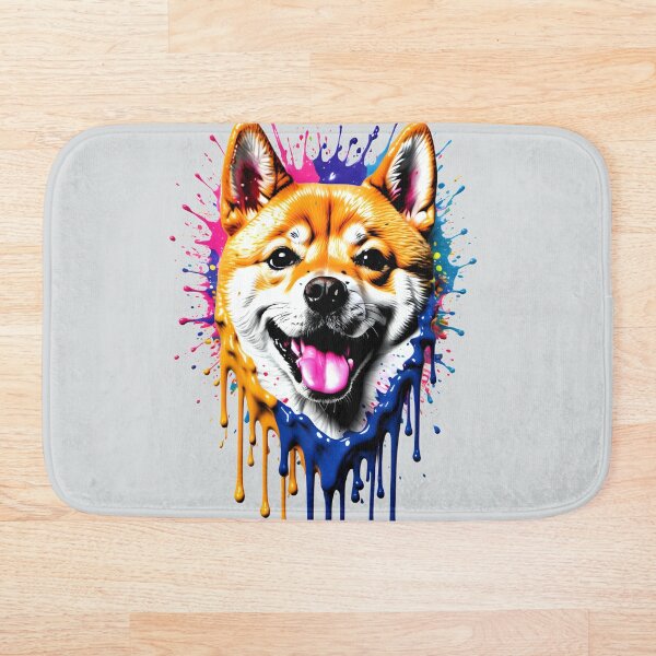 Artikelvorschau, Bunte Splash Shiba Inu digitale Kunst Haustier Portrait entworfen und verkauft von AI-Syn-Pro.