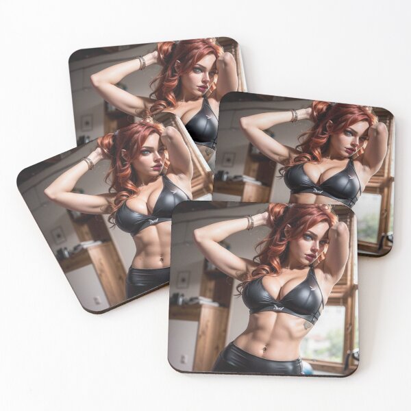 Item preview, Sexy Redhead in Leather Yoga Pants designed and sold by MissSaylor.
