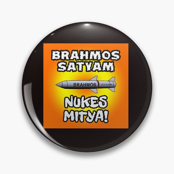 Item preview, BrahMos Satyam Nukes Mithya – Geopolitical Wordplay Meme Design designed and sold by PunArtistry.