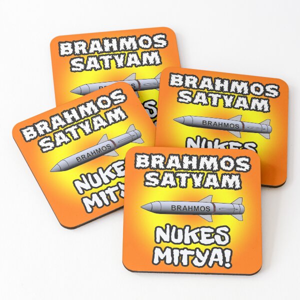 Item preview, BrahMos Satyam Nukes Mithya – Geopolitical Wordplay Meme Design designed and sold by PunArtistry.