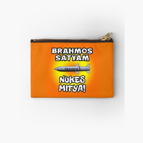 Item preview, BrahMos Satyam Nukes Mithya – Geopolitical Wordplay Meme Design designed and sold by PunArtistry.