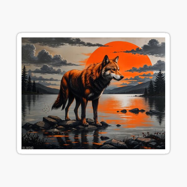 Item preview, Wolf at sunset designed and sold by Palatinasart.