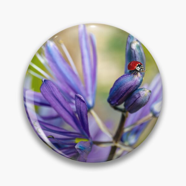 Item preview, Ladybug perched on top of a camas flower designed and sold by lisavonbiela.
