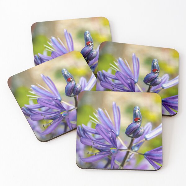 Item preview, Ladybug perched on top of a camas flower designed and sold by lisavonbiela.